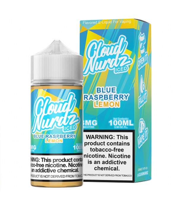 Cloud Nurdz Synthetic Nicotine Iced Blue Raspberry Lemon 100ml Vape Juice